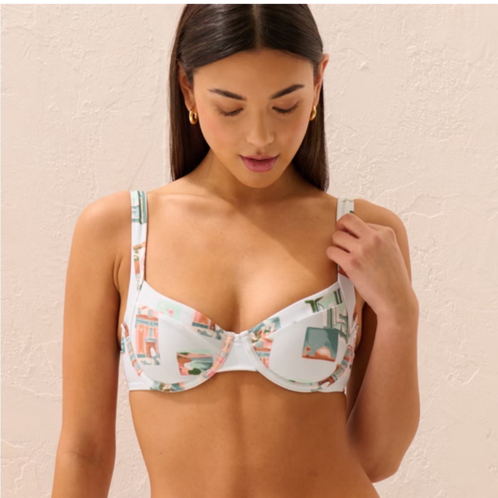 Abercrombie & Fitch White Multi Printed Underwire Bikini Set